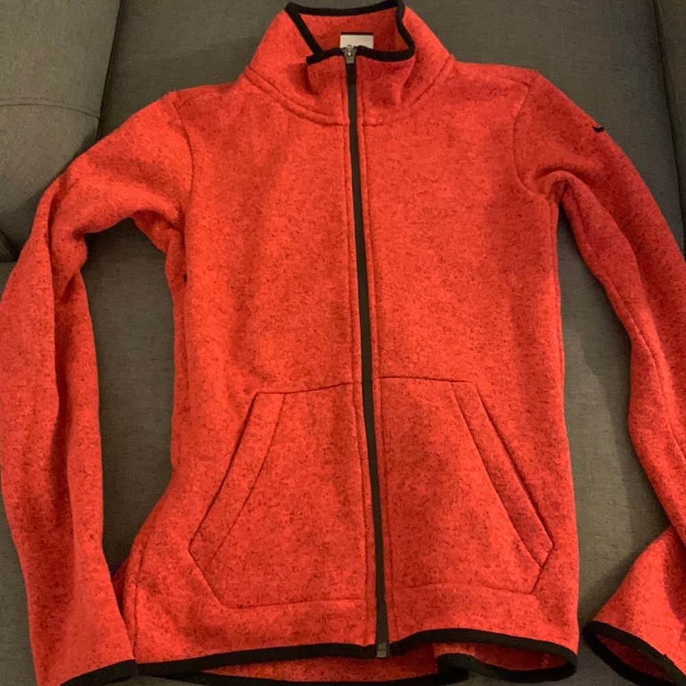 Nike red zip up sweater